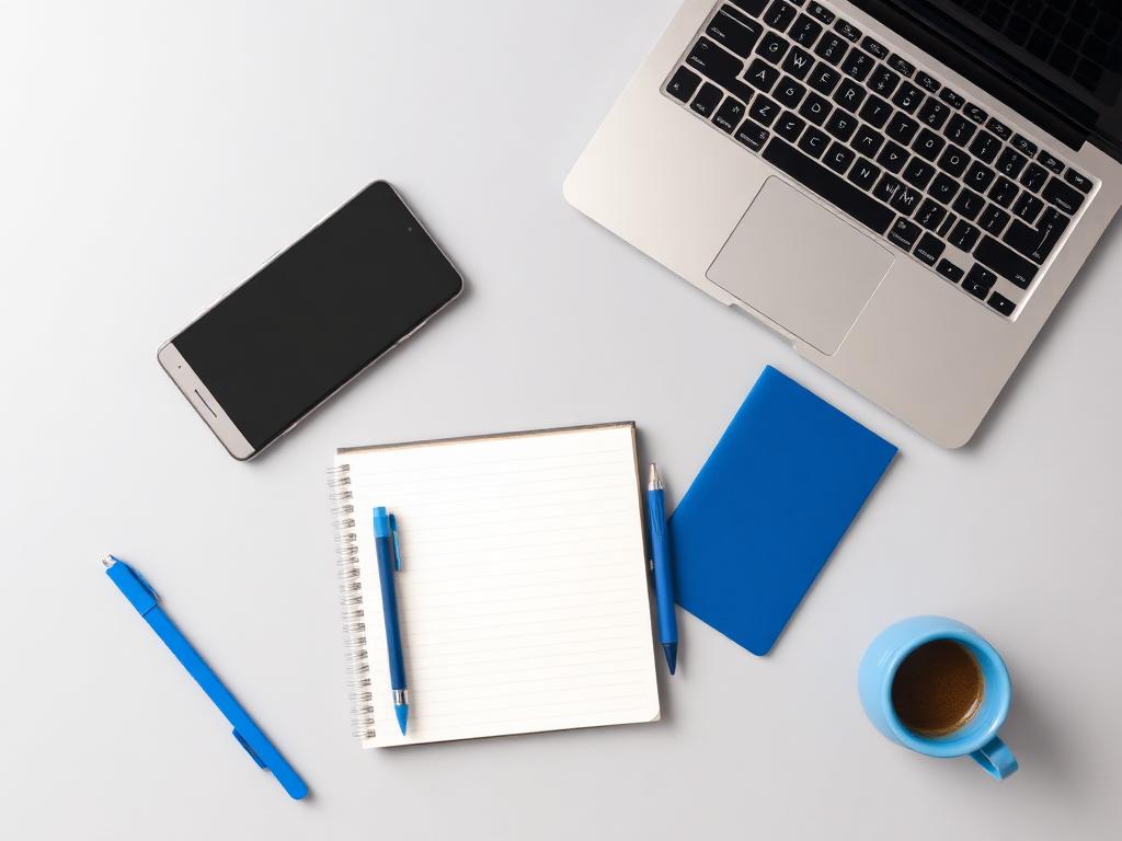 Workspace with laptop and notebook